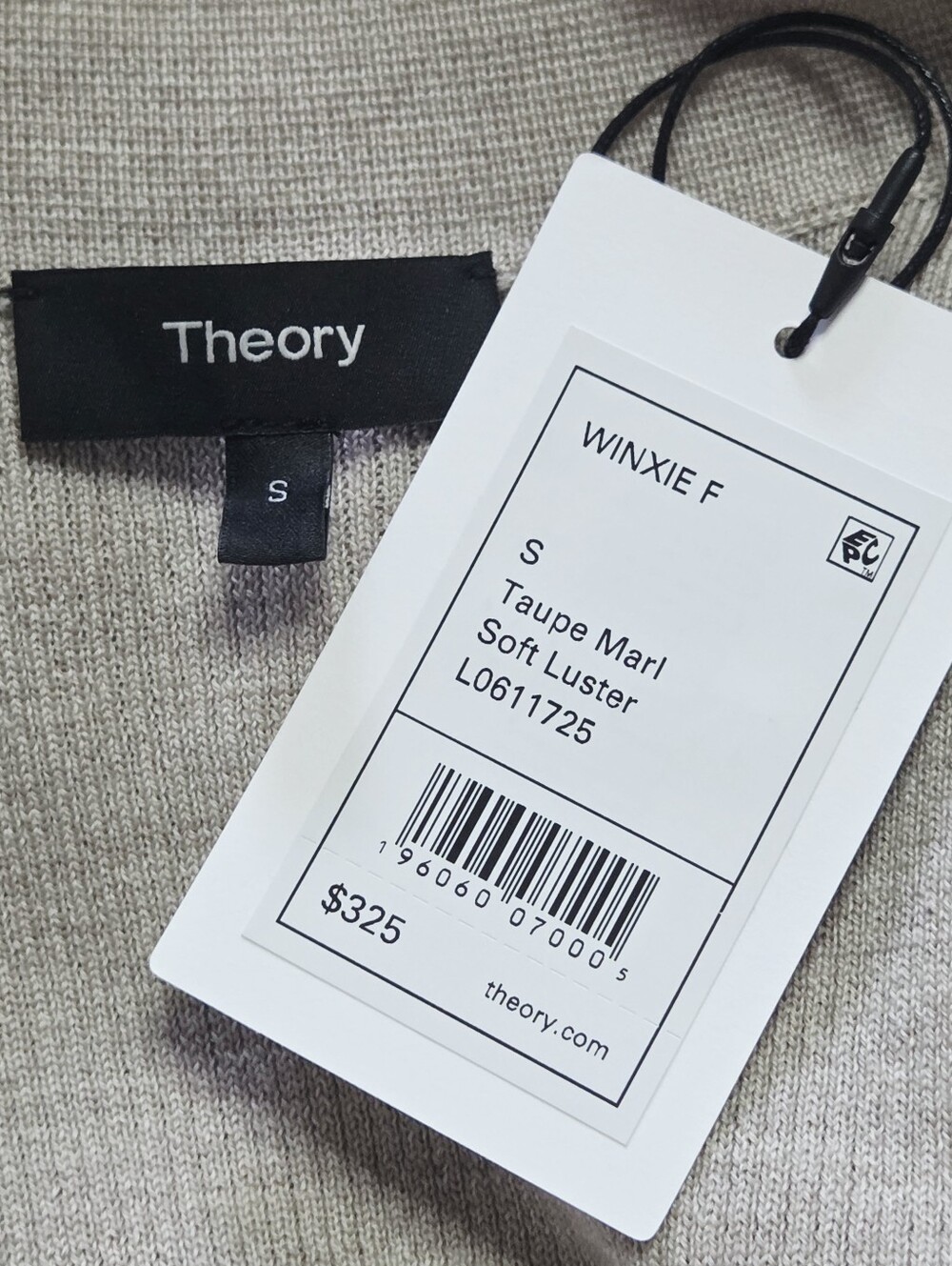 Theory Winxie Merino Wool Waterfall Cardigan Taupe Marl Small NWT - Picture 7 of 8
